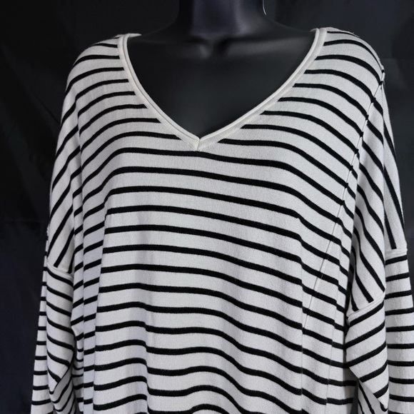 Time Tru Stylish Striped V-Neck Long Sleeve Top Sz XXXL - Picture 6 of 14